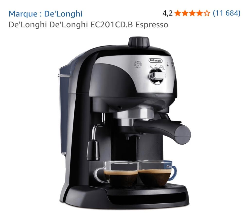 Machine Expresso DELONGHI EC201CD.B ETAT NEUF, Ophalen, Espresso apparaat, Nieuw, Afneembaar waterreservoir