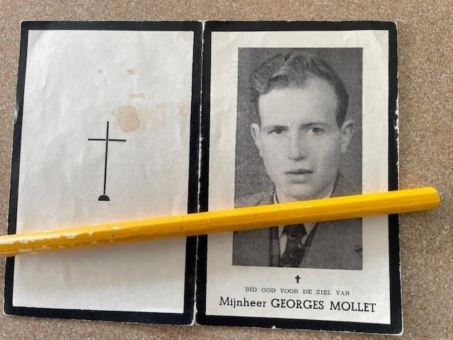Poperinge Georges Mollet omgekomen in actieve dienst 1951, Verzamelen, Bidprentjes en Rouwkaarten, Ophalen of Verzenden, Bidprentje