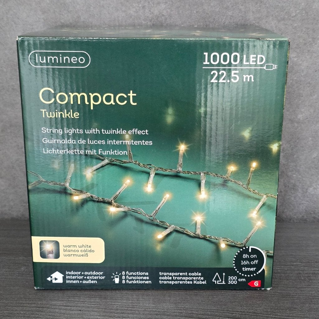 Kerstdecoratie : lichtsnoer - 22.5 m/1000 Led lampjes Nieuw, Ophalen of Verzenden, Nieuw