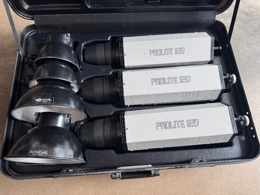 Bowens Prolite 120 studioflitserhoes met 3 accessoires, Ophalen, Lamp of Flitsset, Gebruikt, Manfrotto