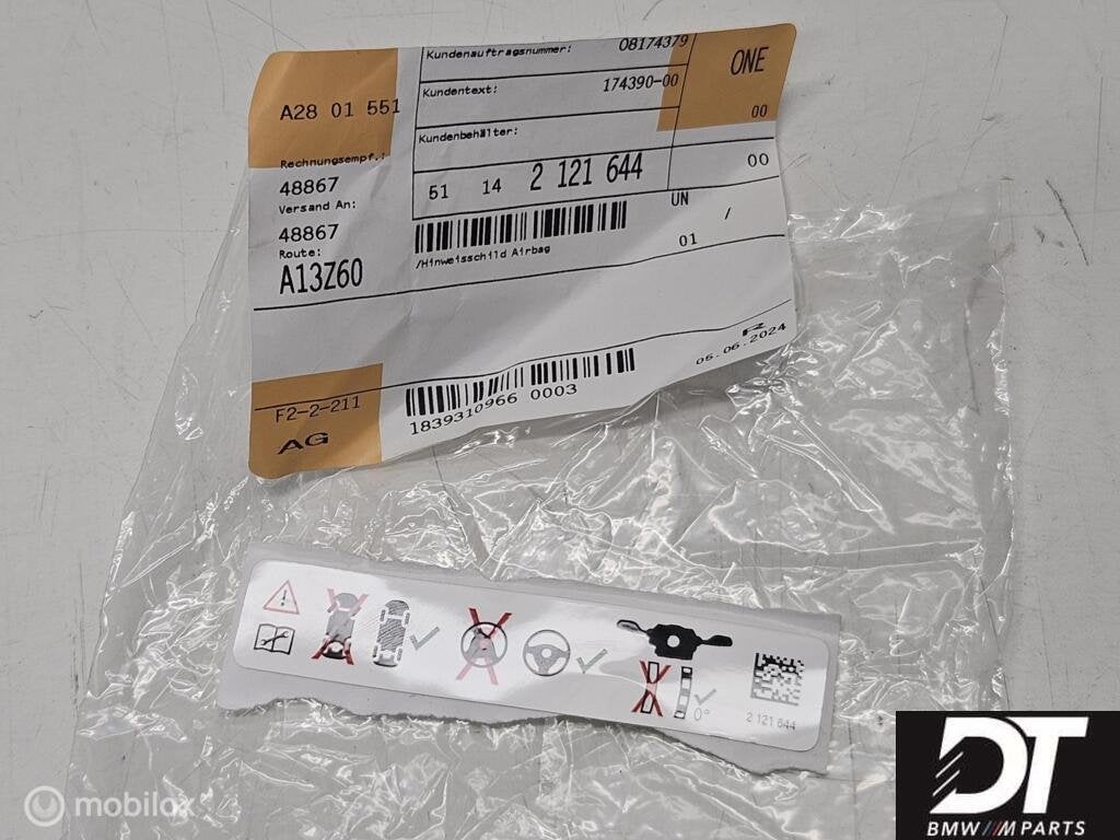 Sticker subframe voor BMW 3-serie E46 51142121644 2 121 644, Enlèvement ou Envoi, Utilisé, BMW, BMW