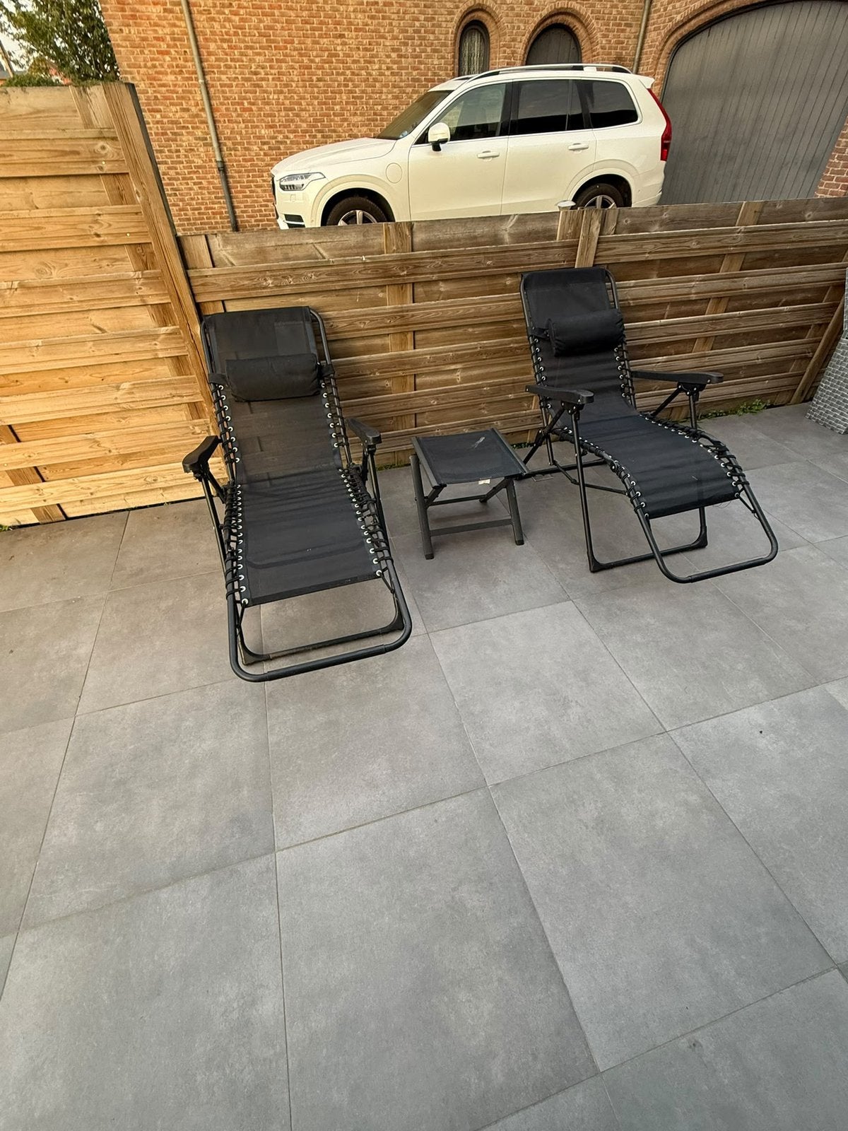 Set comfortabele ligstoelen – 2 stuks + krukje, Tuin en Terras, Ophalen of Verzenden, Zo goed als nieuw