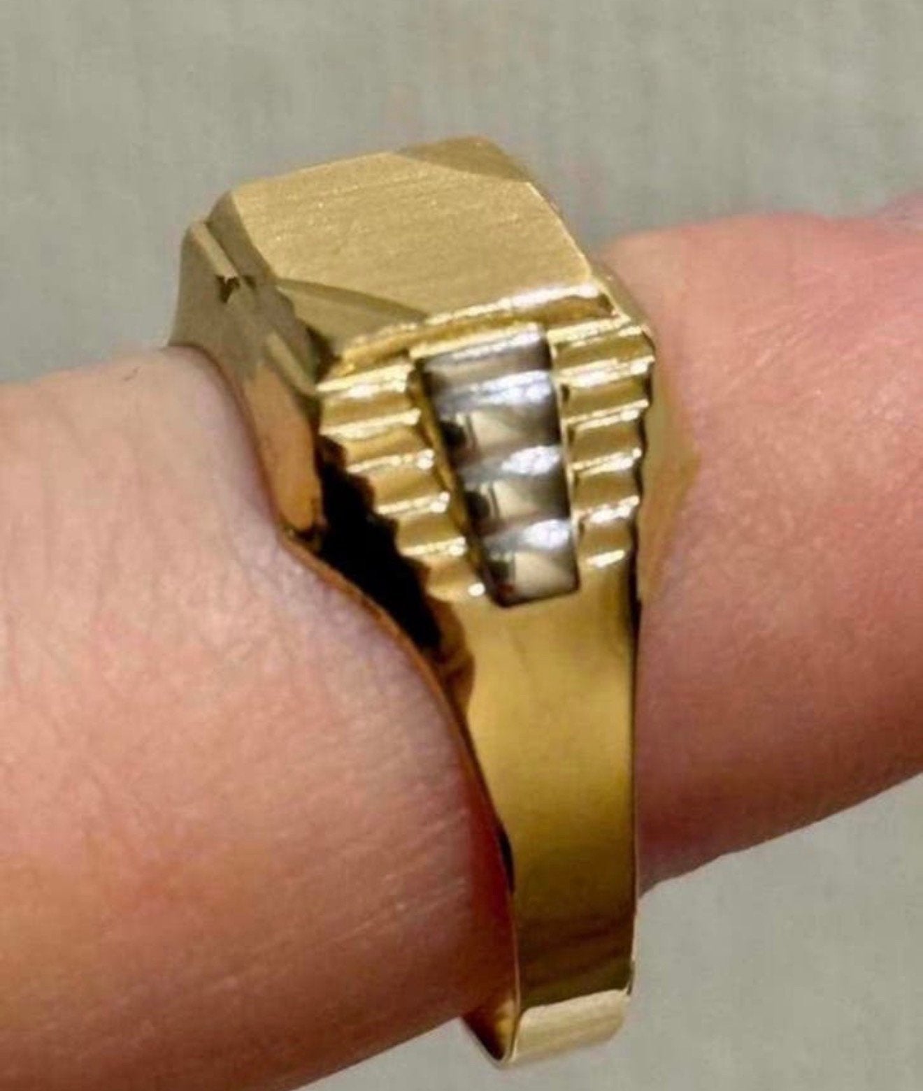 Heren Rolex ring 18 karaat geel en witgoud met certificaat!, 20 of groter, Nieuw, Ophalen of Verzenden, Goud