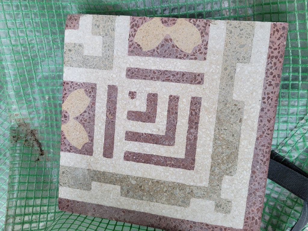 Vintage terrazzo tegels en randtegels, Ophalen, Gebruikt, Vloertegels