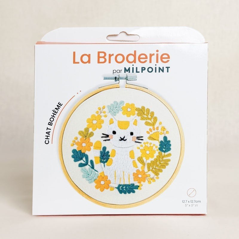 broderie traditionnelle Chat Bohème / Boho Cat vrij borduren, Ophalen of Verzenden, Nieuw, Handborduren, Borduurpakket