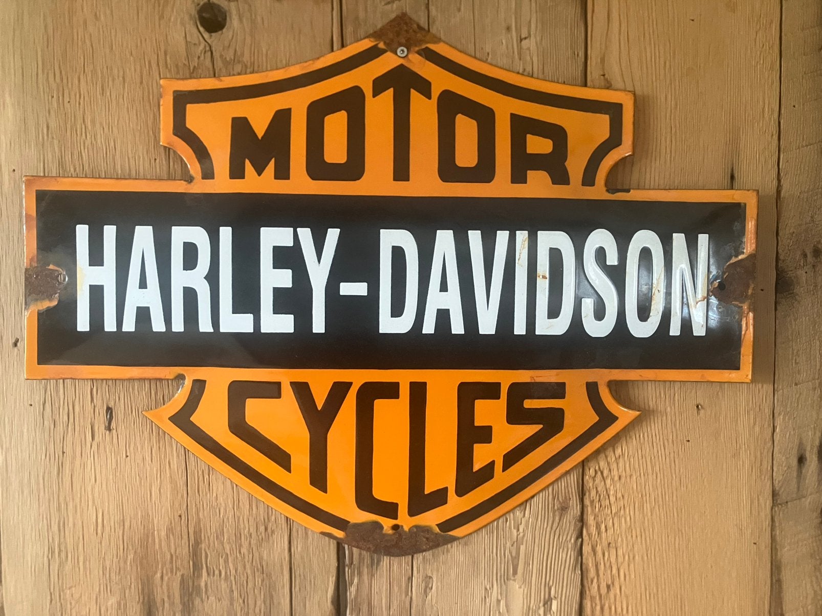 Plaque émaillée Harley-Davidson "Bar & Shield" – 55 x 45 cm, Ophalen, Zo goed als nieuw