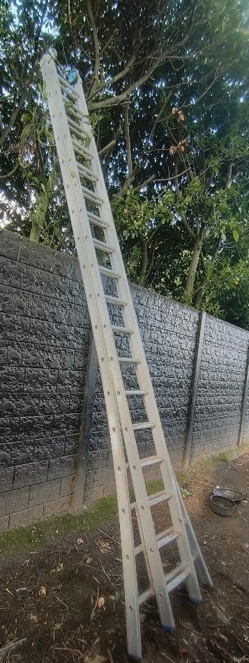 échelle professionnelle solide de 2 x 18 avec base incurvée, Bricolage & Construction, Enlèvement, Comme neuf, Échelle, 4 mètres ou plus