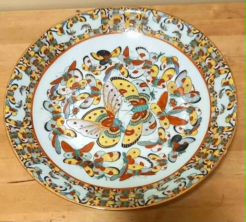 GRAND PLAT DECOR "MILLE PAPILLONS" - Japon, Antiquités & Art, Enlèvement