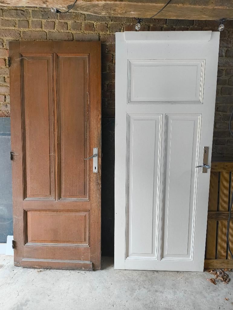Eiken deuren (wit - bruin), Doe-het-zelf en Bouw, Ophalen, Gebruikt, 80 tot 100 cm, Binnendeur