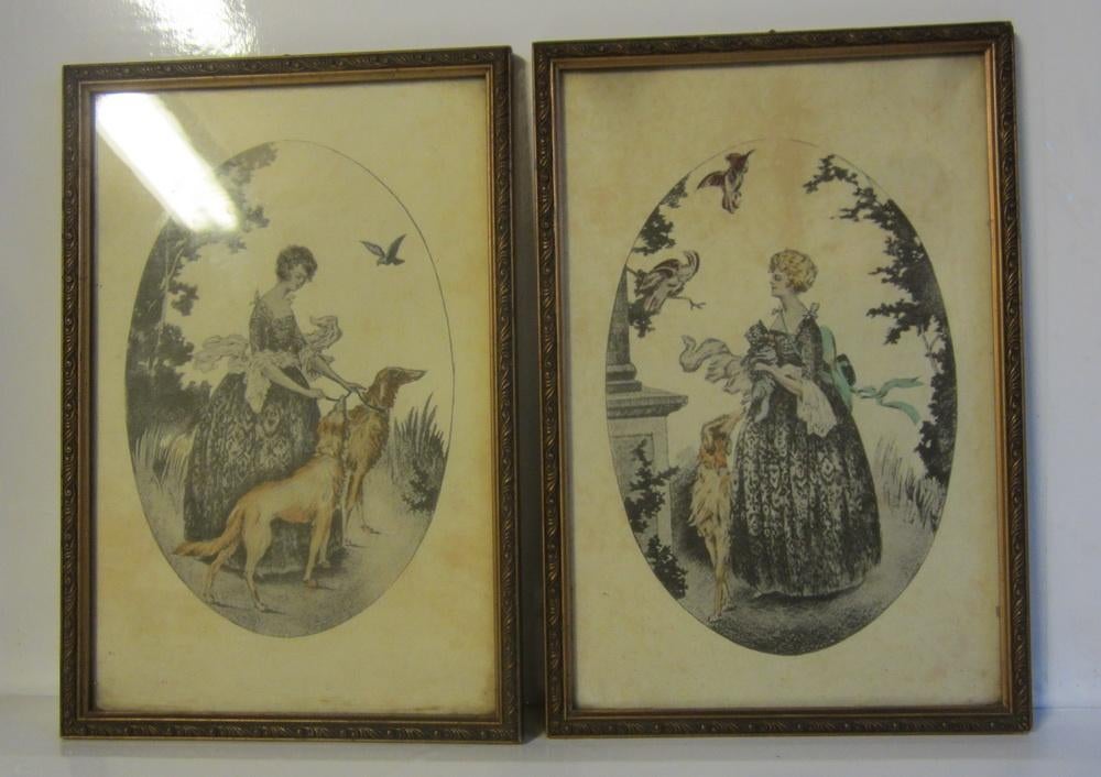 2 estampes anciennes de style Art nouveau, début 1900, Envoi