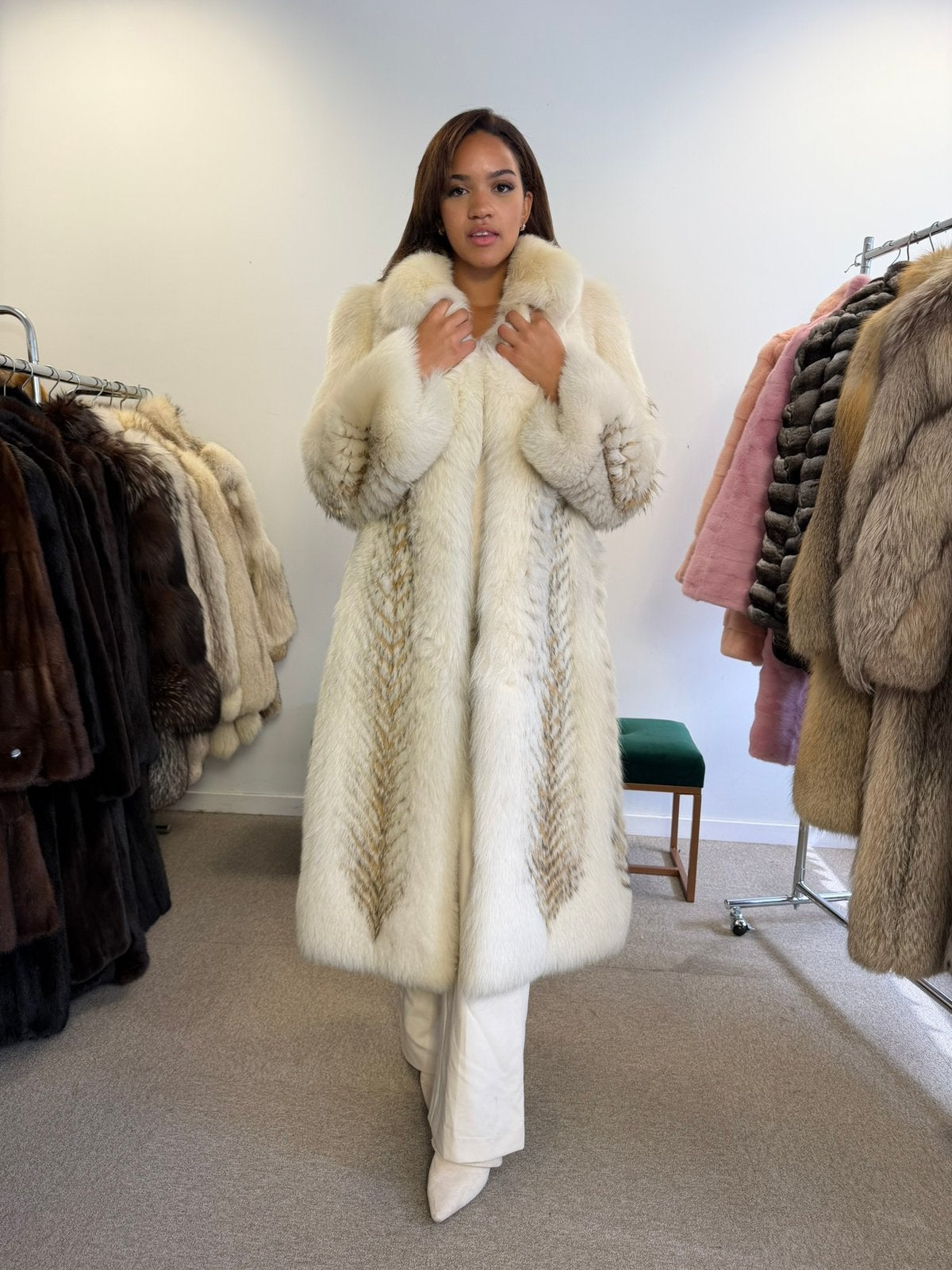 Luxe vossenbontjas witte Medium maat in perfecte staat, Ophalen of Verzenden, Zo goed als nieuw
