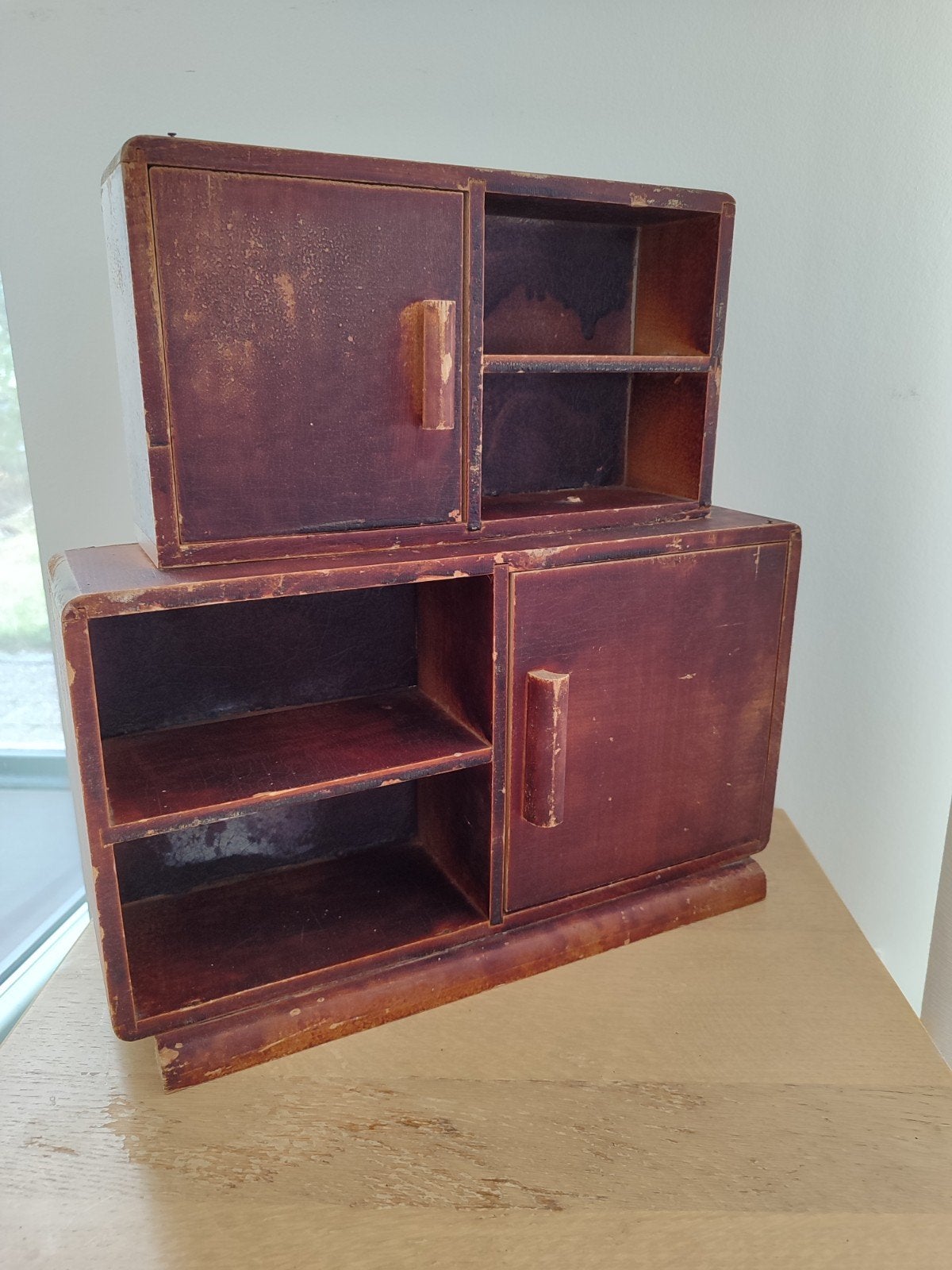 Frans art-deco miniatuur kastje 1940 poppenkastje hout, Ophalen of Verzenden