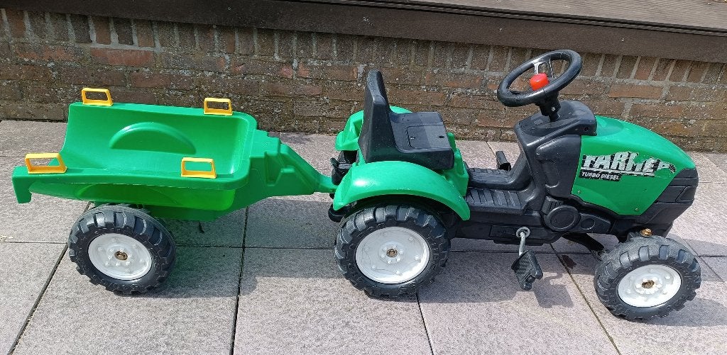 Traptractor met aanhangwagentje, Kinderen en Baby's, Ophalen, Gebruikt, Met kar of aanhanger