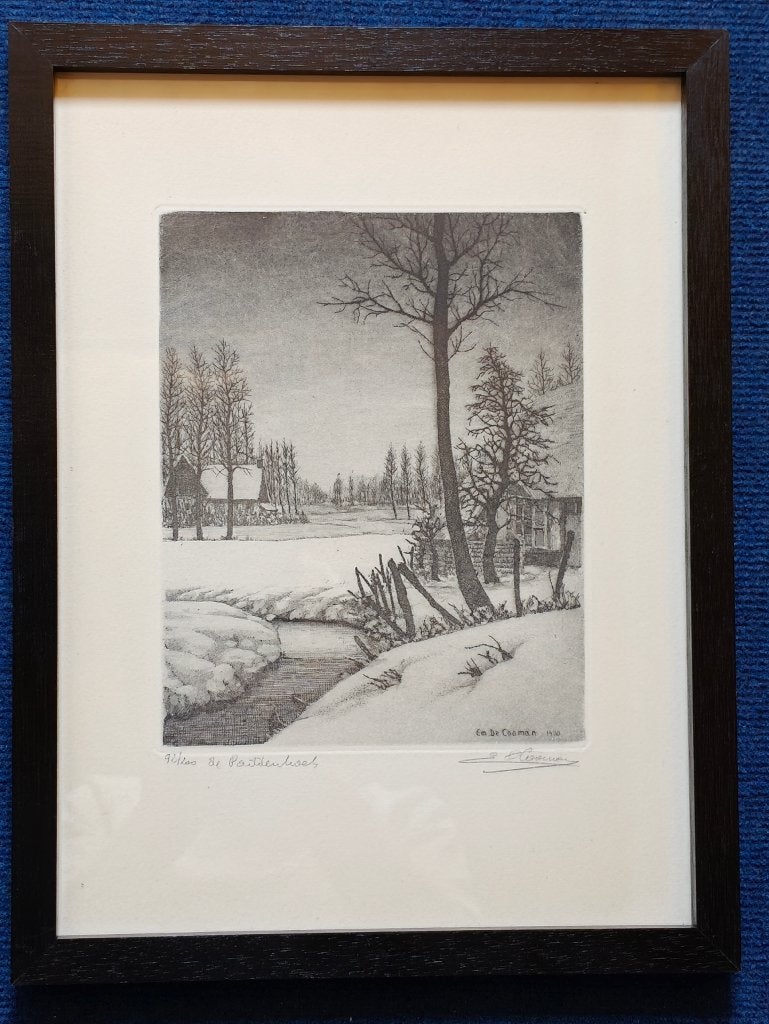 gravure originale « De Paddenhoek » (1980) — Emiel De Cooman, Eau-forte, 1950 - 1999, Paysage, Numéroté