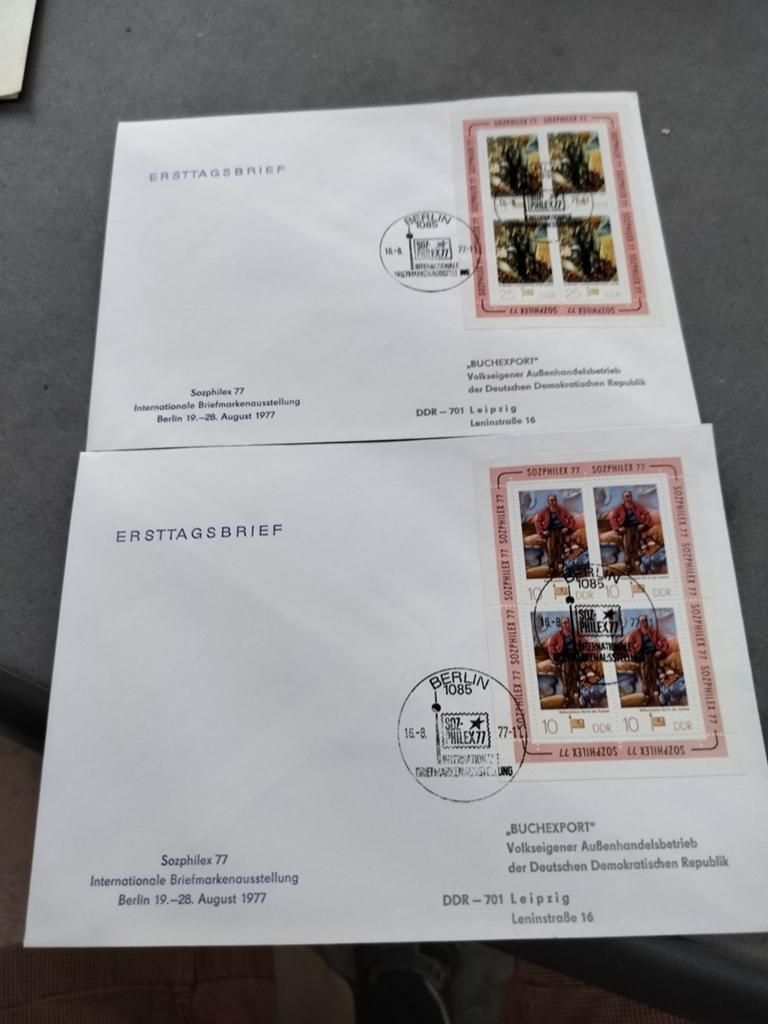 2 FDC Sozphilex 1977 - RDA, Envoi