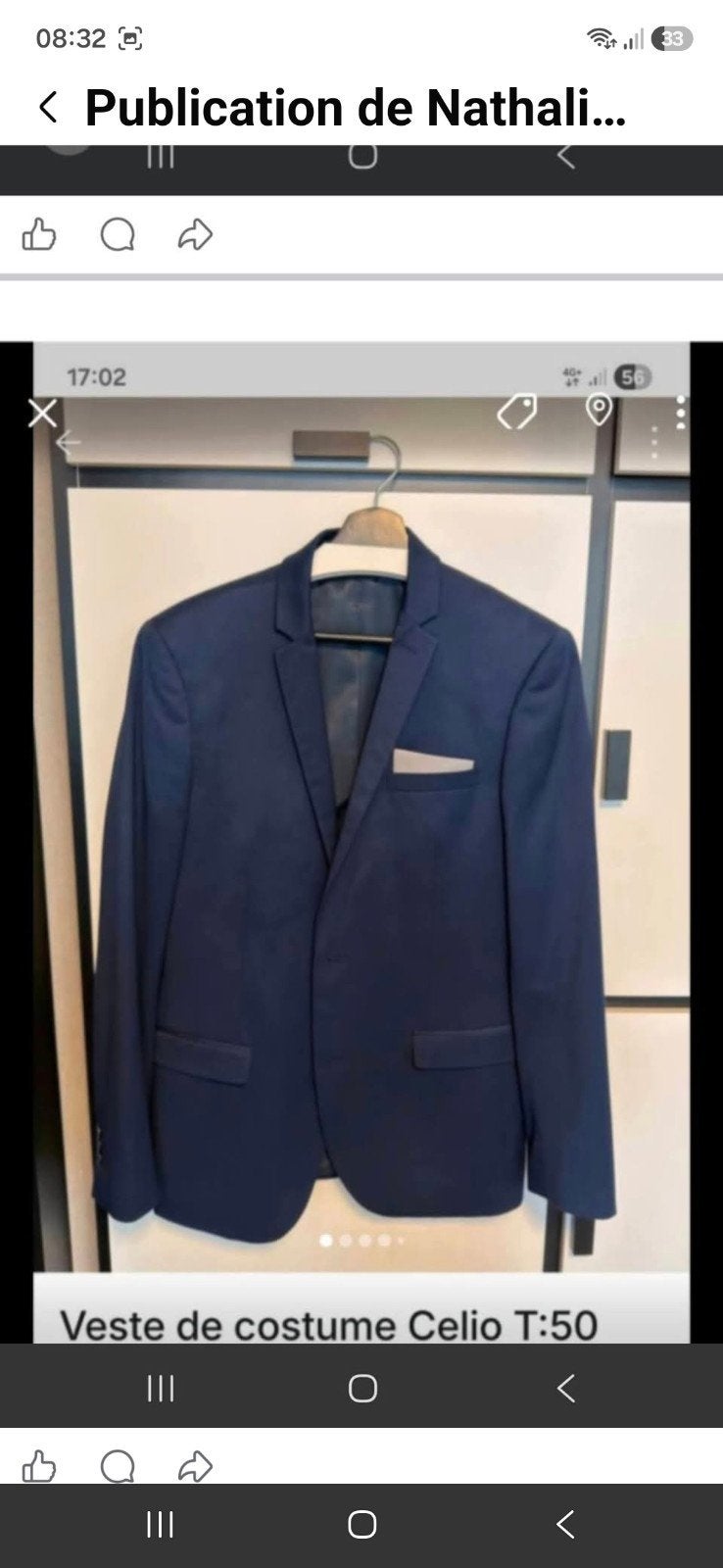 veste costume  bleue portée 1x T 50, Vêtements | Hommes, Costumes & Vestes, Enlèvement