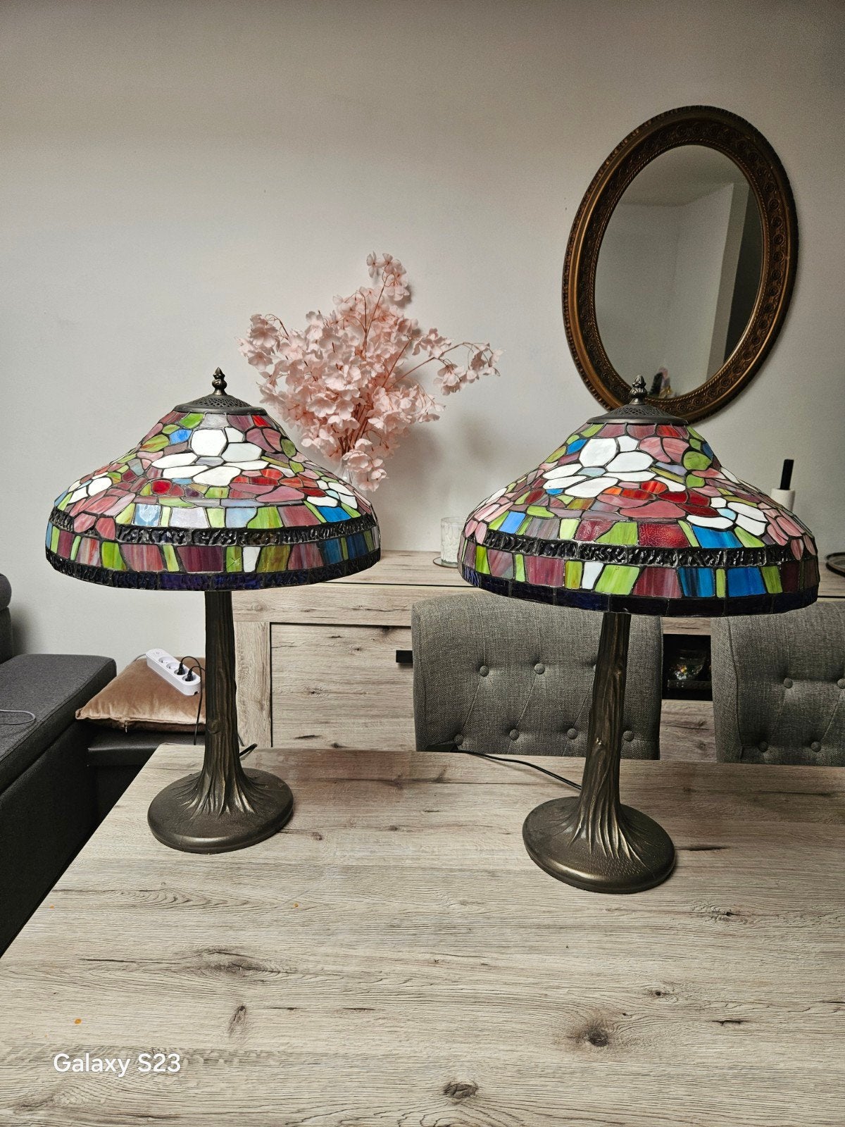 setje tiffanylamp 60 cm L en 40 cm B, Ophalen, Kunststof, Nachtlamp
