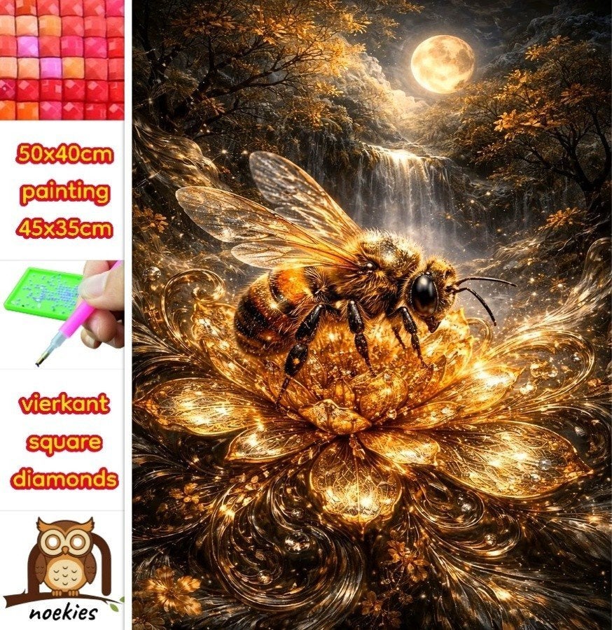 Peinture au diamant 50x40cm Guêpe dorée noire (carrée) n 17, Hobby & Loisirs créatifs, Bricolage, Neuf, Multicolore, Autocollant