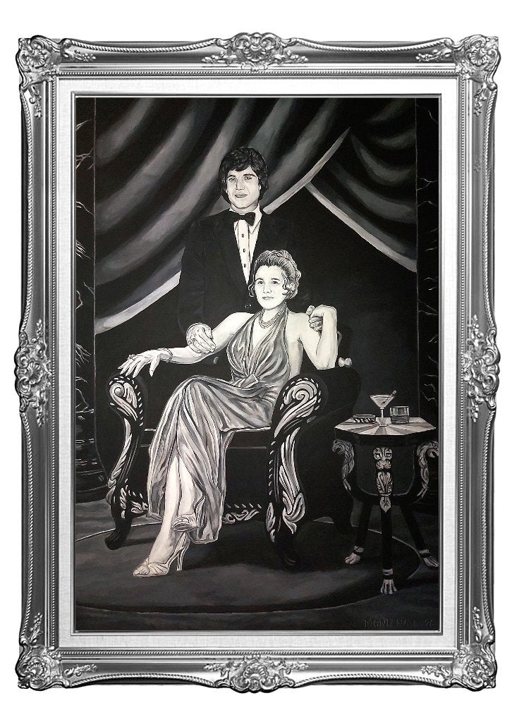 Paola & Domenico 1972 (GM) Schilderij, Antiek en Kunst, Kunst | Schilderijen | Klassiek, Ophalen, Acrylverf, Doek, Portret of Personen