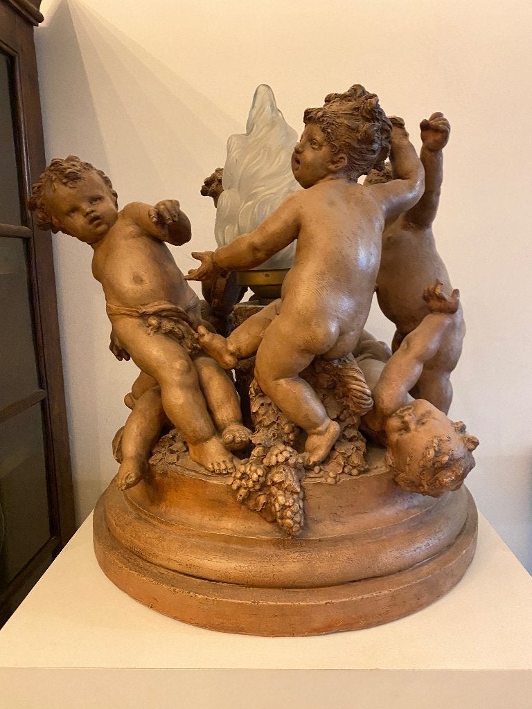 Albert Ernest Carrier Belleuse (1824-1887)  Beeld aardewerk, Antiek en Kunst, Ophalen, Groep mensen, Handgemaakt, 20 - 50 cm