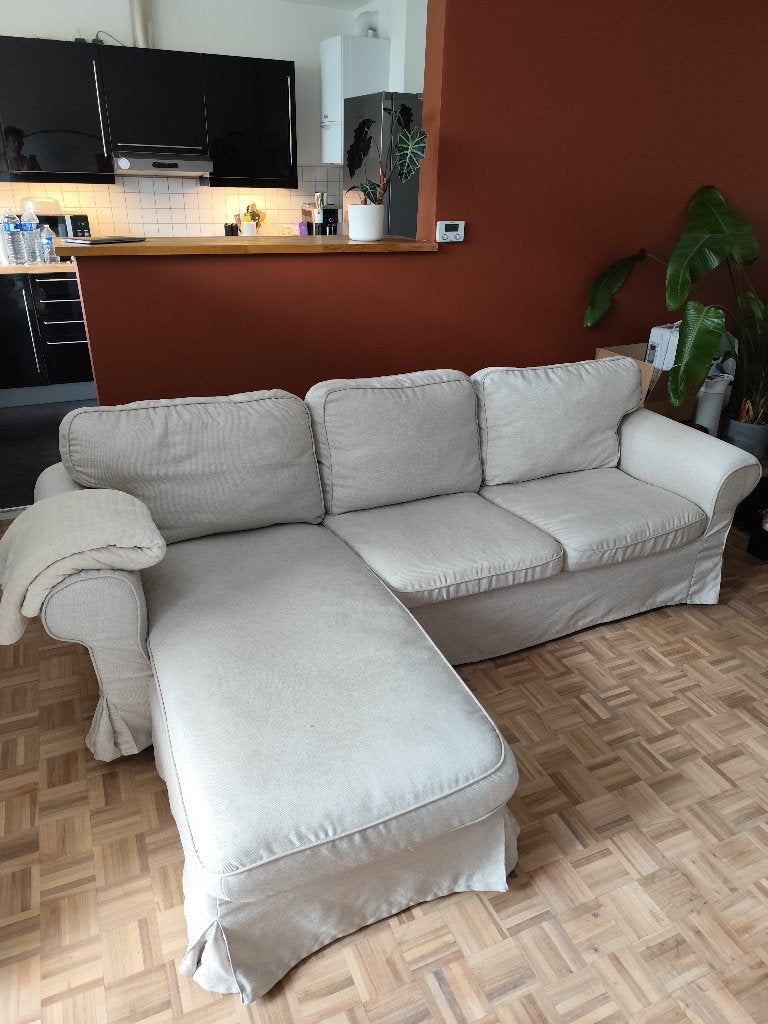 ektorp 3-zitsbank met chaise longue, Huis en Inrichting, Ophalen, Gebruikt, Driepersoons, Stof