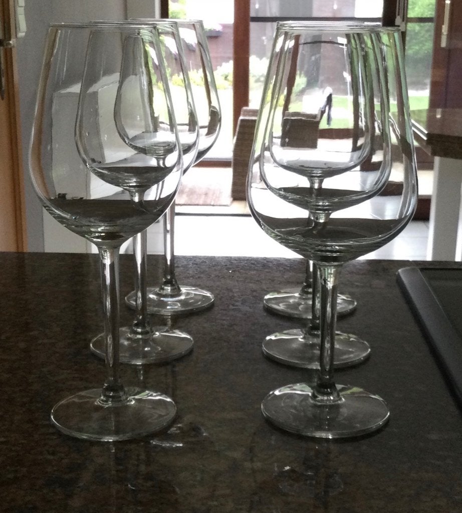 6 wijnglazen, Verzamelen, Glas en Drinkglazen, Ophalen, Zo goed als nieuw, Overige typen