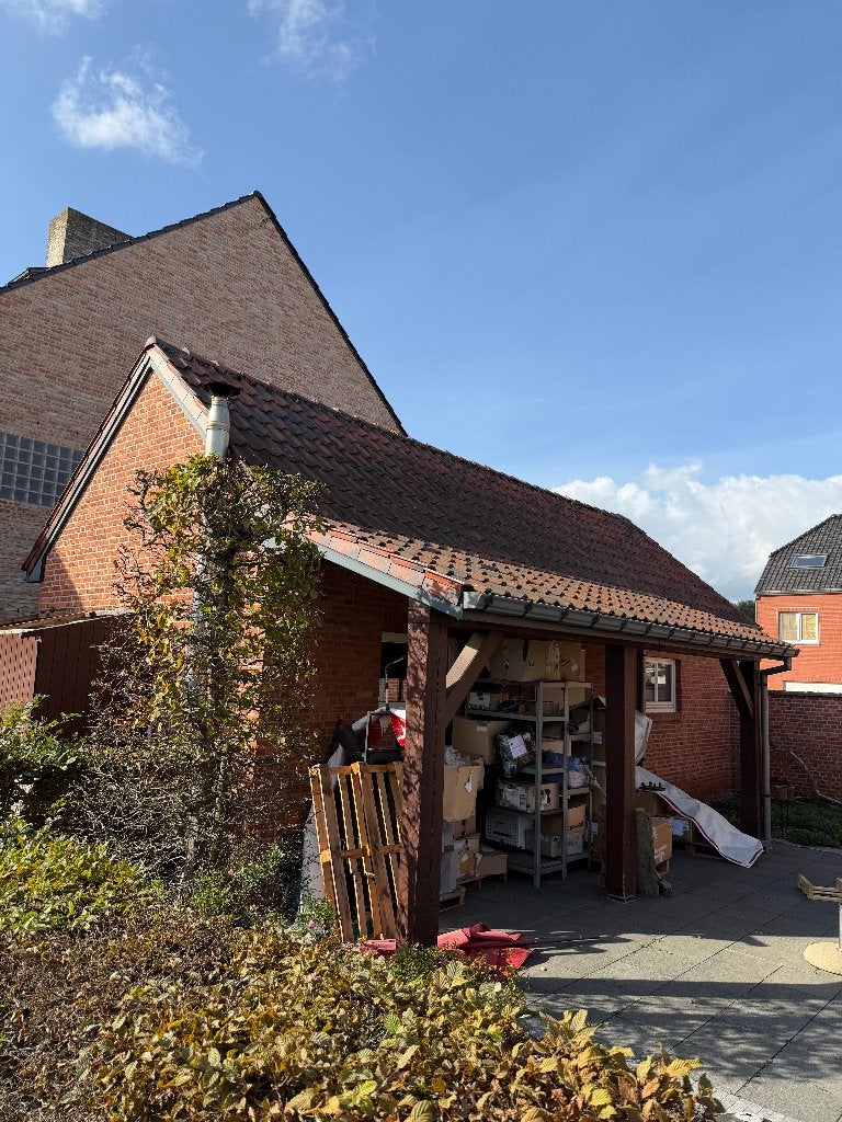 Houten overkapping met dakpannen, massief hout, Tuin en Terras, Ophalen, Gebruikt, Overige typen