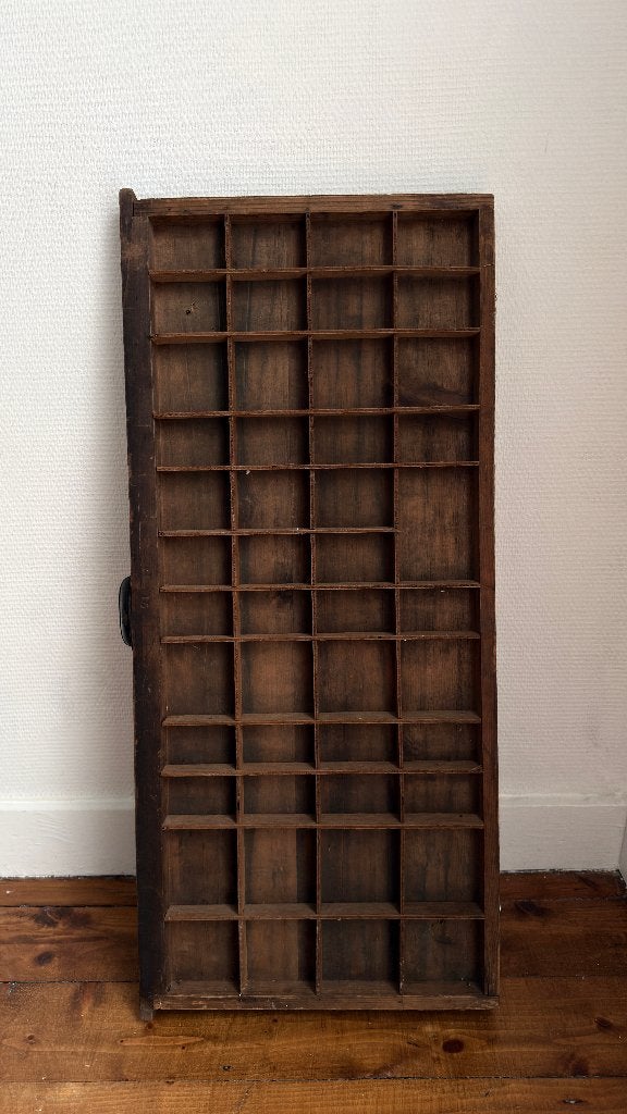 Oude houten letterbak / zetbak / schuif – vintage brocante, Antiek en Kunst, Ophalen of Verzenden