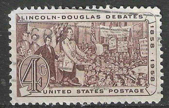 États-Unis 1958 - Yvert 649 - Débat Lincoln-Dougas - I (ST), Envoi, Affranchi