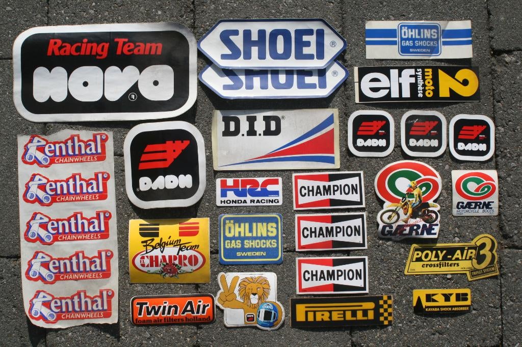 24 autocollants vintage garage (huile) (années 70/80), Enlèvement ou Envoi, Comme neuf, Voiture ou Moto