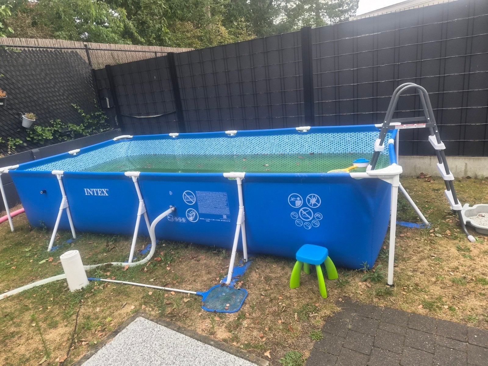 intex zwembad 450x220x84 met pomp,ladder en afdekzeil, Ophalen, 200 tot 300 cm, 80 tot 120 cm, Zo goed als nieuw