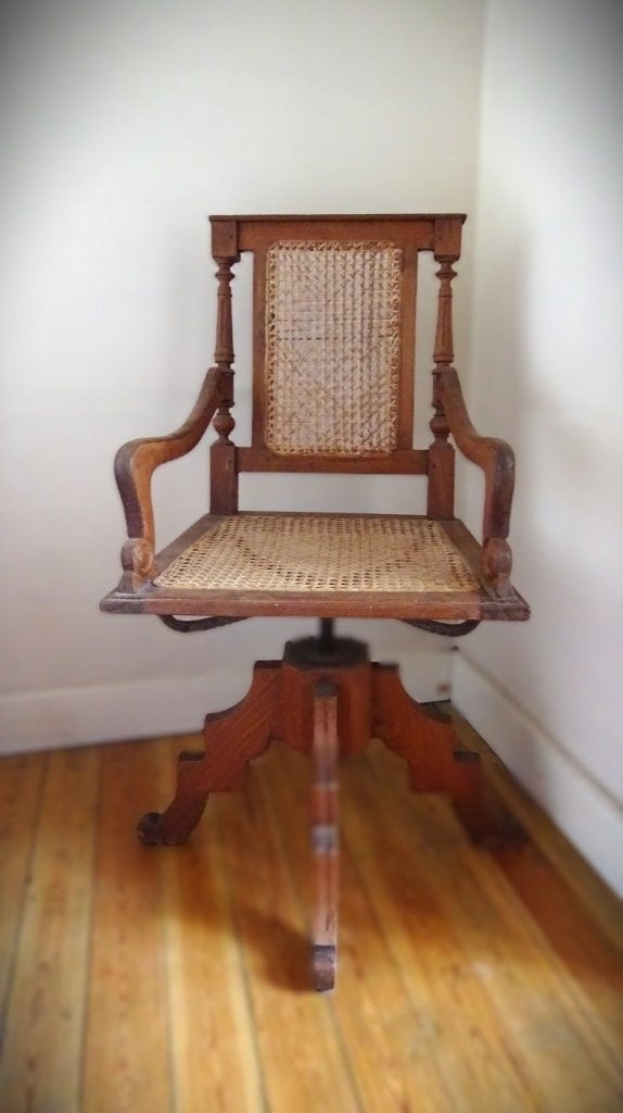 antieke houten bureaustoel, Enlèvement, Comme neuf, Brun, Chaise de bureau
