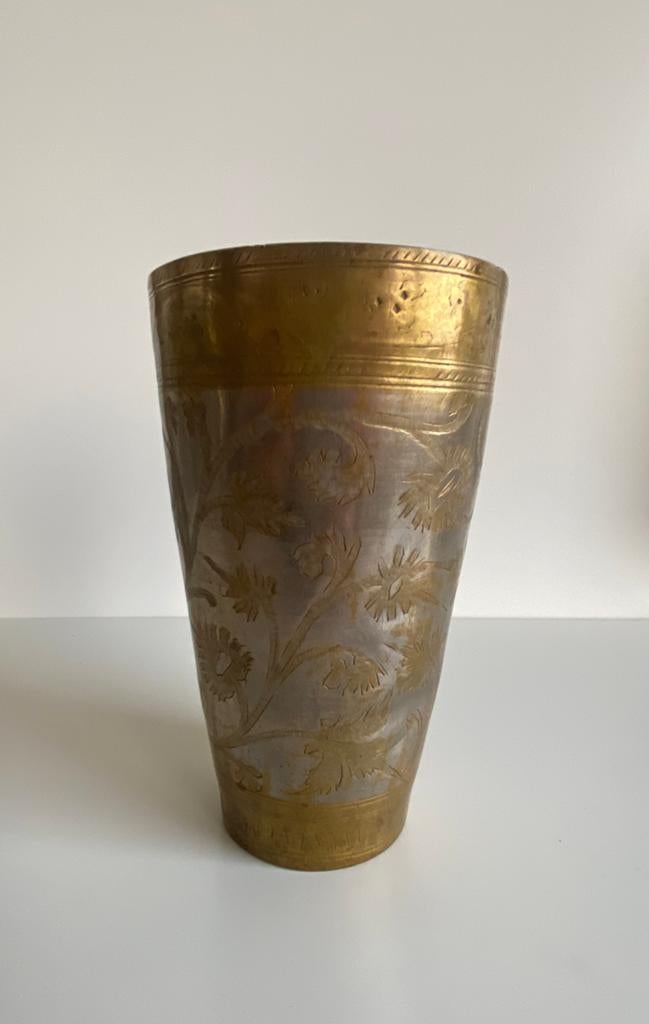 Verre / Vase gravé vintage Lassi, Enlèvement ou Envoi, Utilisé