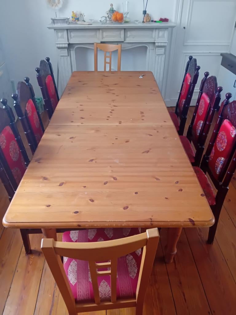 Table à manger 6/8 personnes avec 8 chaises, Maison & Meubles, Enlèvement, Comme neuf, Familiale, 6 à 8 chaises