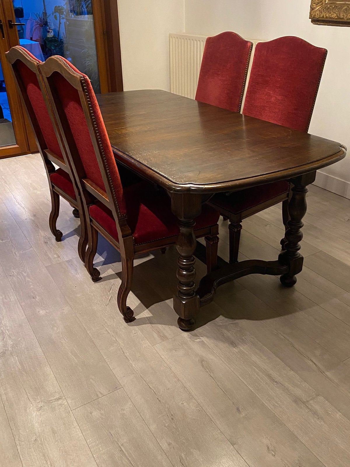Massief eiken verlengbare eettafel met 6 stoelen, Ophalen