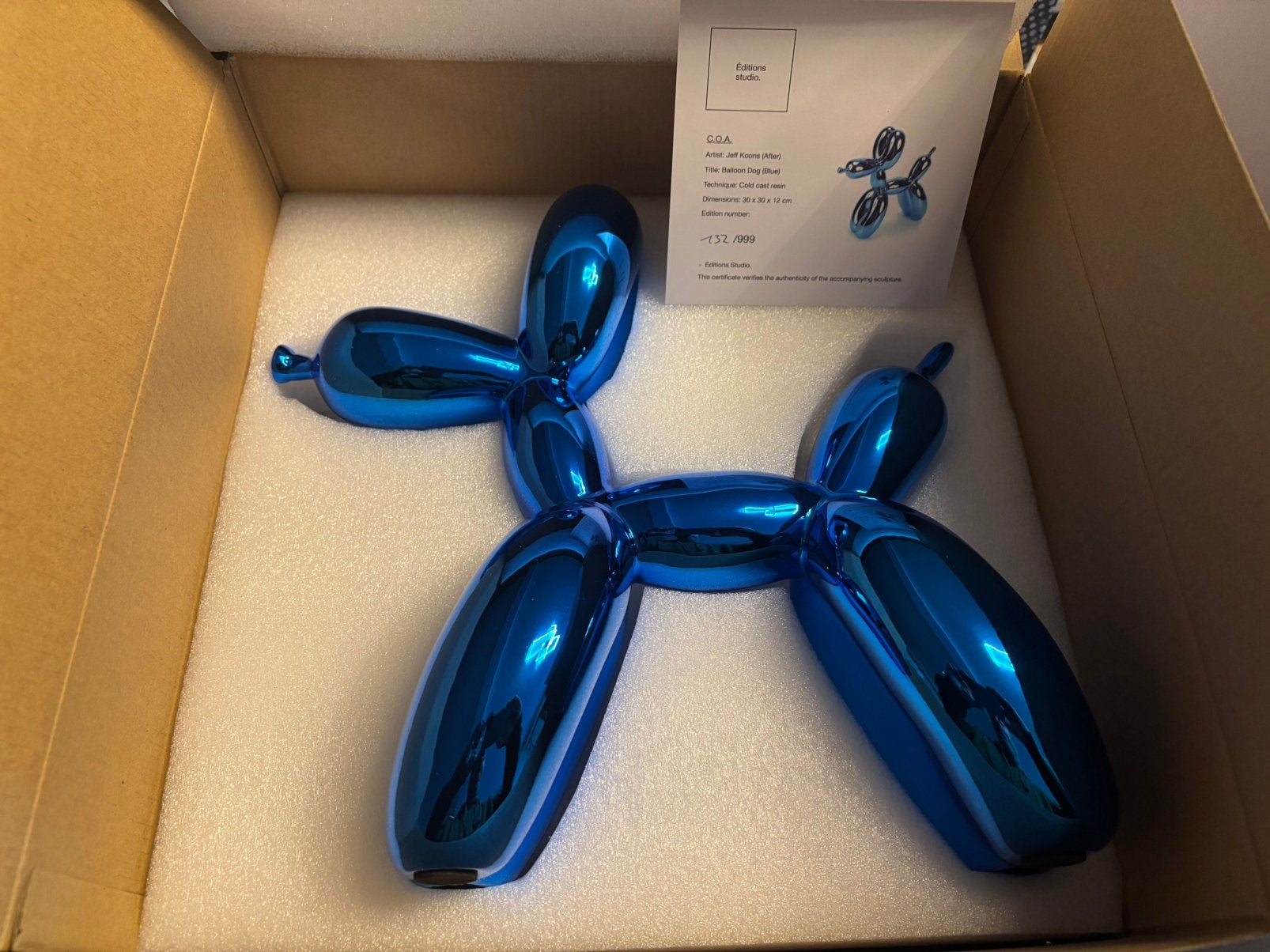 Balloon dog (after) Editions studio jeff koons, Antiquités & Art, Art | Objets design, Sculpture, Bleu, Numéroté, Enlèvement ou Envoi