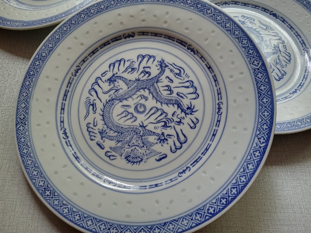 ZGAN  5 Grote BORDEN  Chinees tafereel  SETPRIJS  Gestempeld, Antiquités & Art, Enlèvement ou Envoi