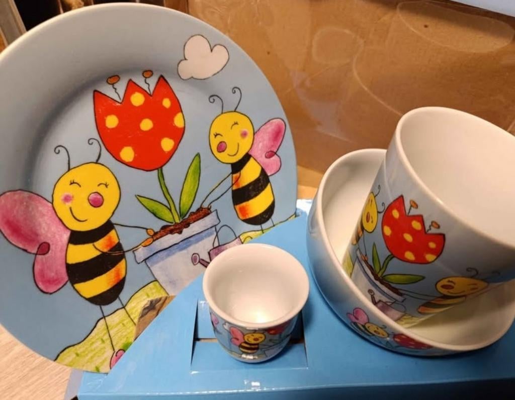 Vrolijk kinder ontbijtsetje met bijtjes - nieuw, Ophalen
