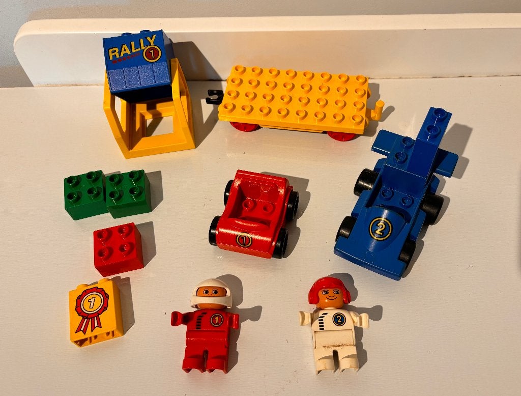 Vintage Duplo set 2937 Formule 1 racewagen trein wagon, Kinderen en Baby's, Overige thema's, Ophalen of Verzenden, Zo goed als nieuw