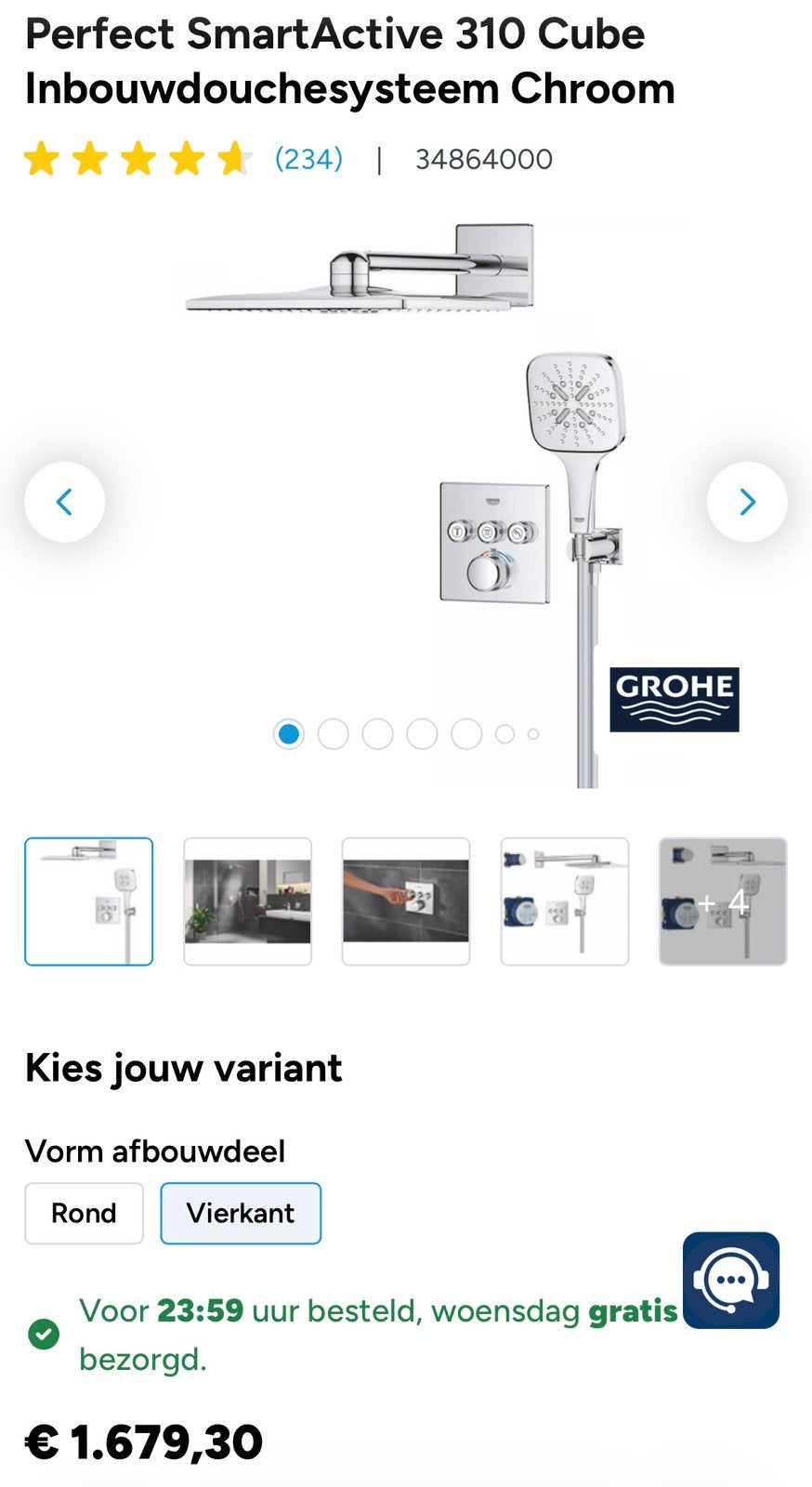GROHE Grohtherm SmartControl Inbouw Douchesysteem 34864000, Enlèvement, Neuf, Chrome