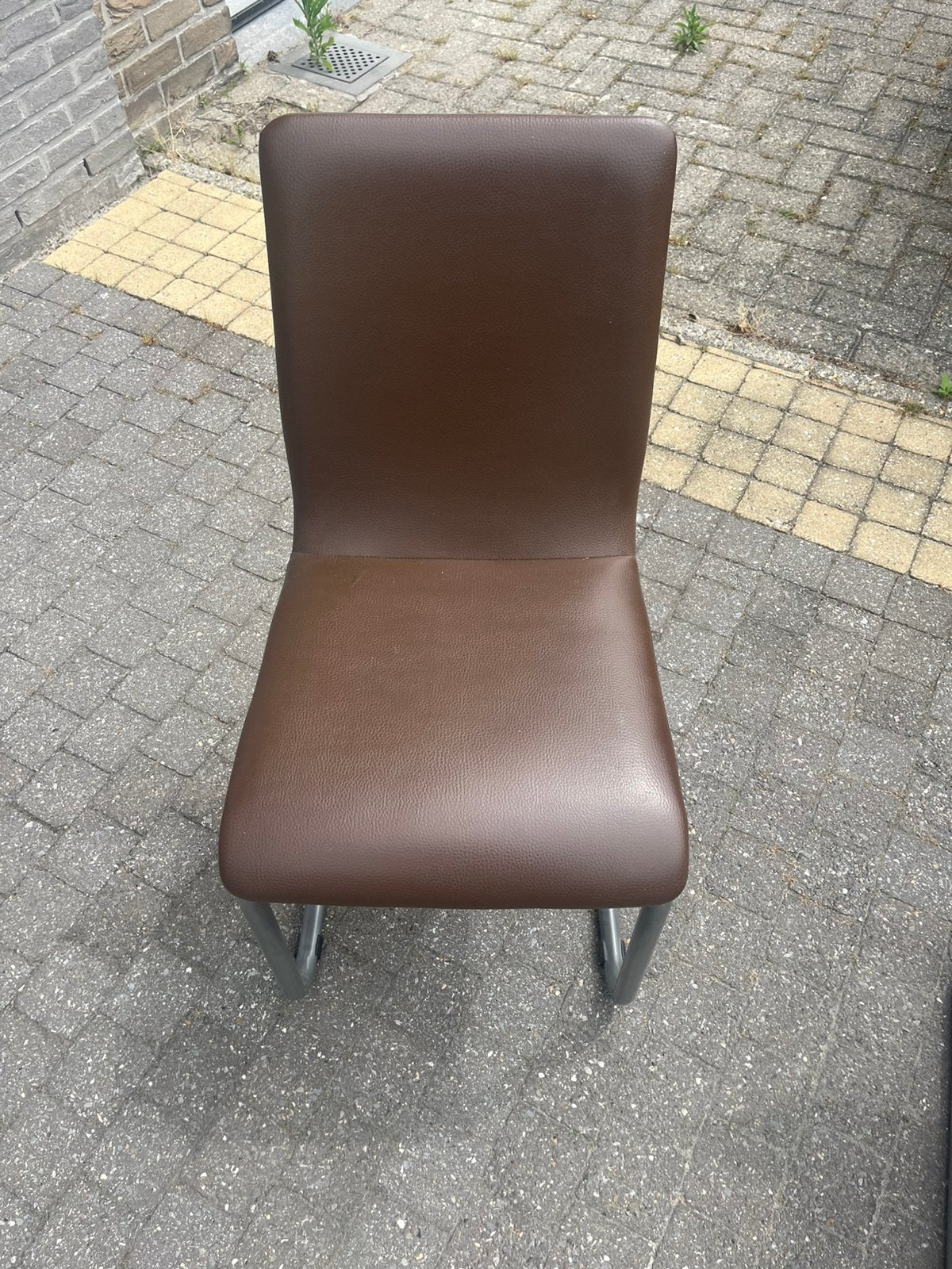 5 lederen stoelen, Huis en Inrichting, Stoelen, Ophalen, Gebruikt, Bruin, Leer