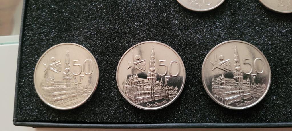 3x zilveren 50 Bef expo 1958 munten !, Ophalen, Zilver