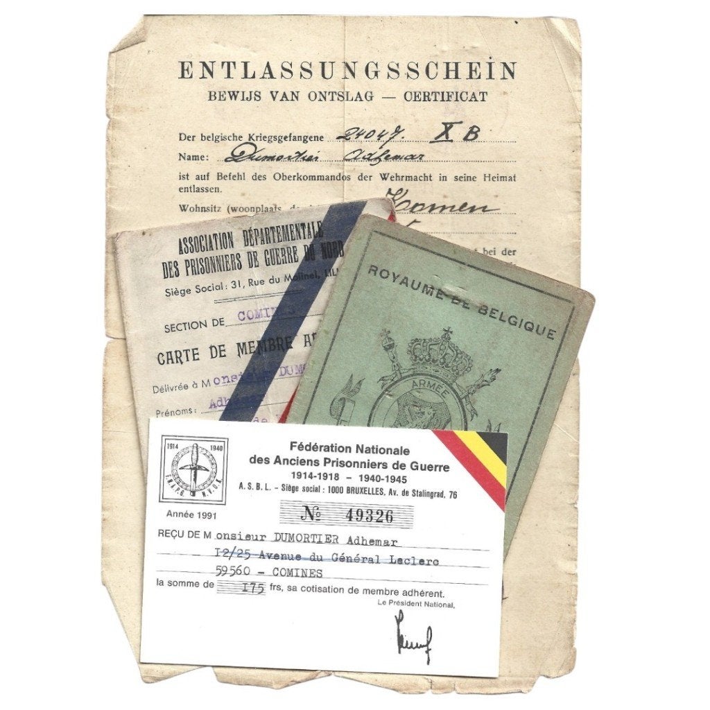 Lot documenten Belgische krijgsgevangene, Ophalen of Verzenden, Landmacht, Overige typen