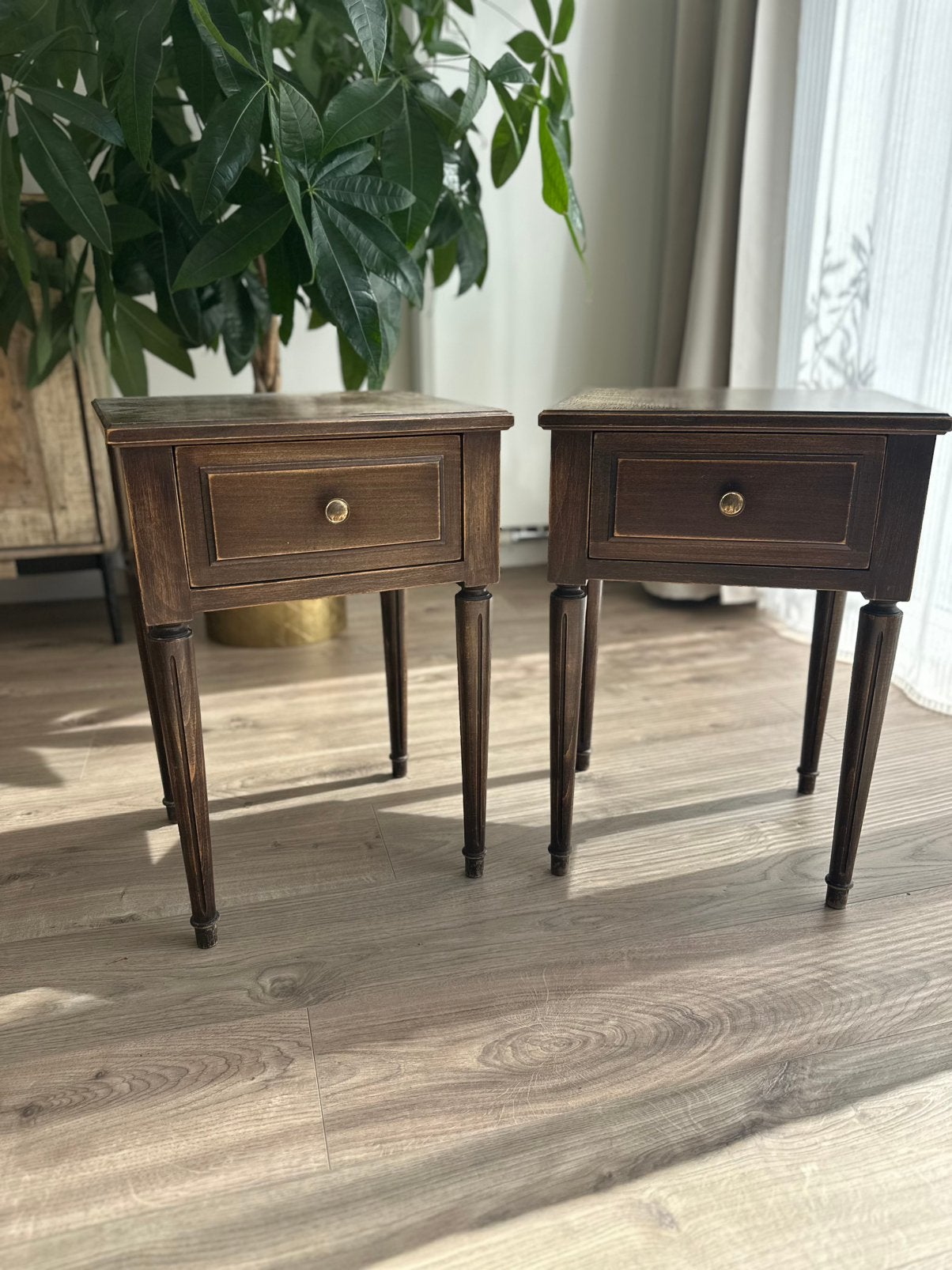 Lot 2 tables de chevet bois naturel, Maison & Meubles, Chambre à coucher | Tables de chevet, Moins de 55 cm, Moins de 45 cm, Enlèvement