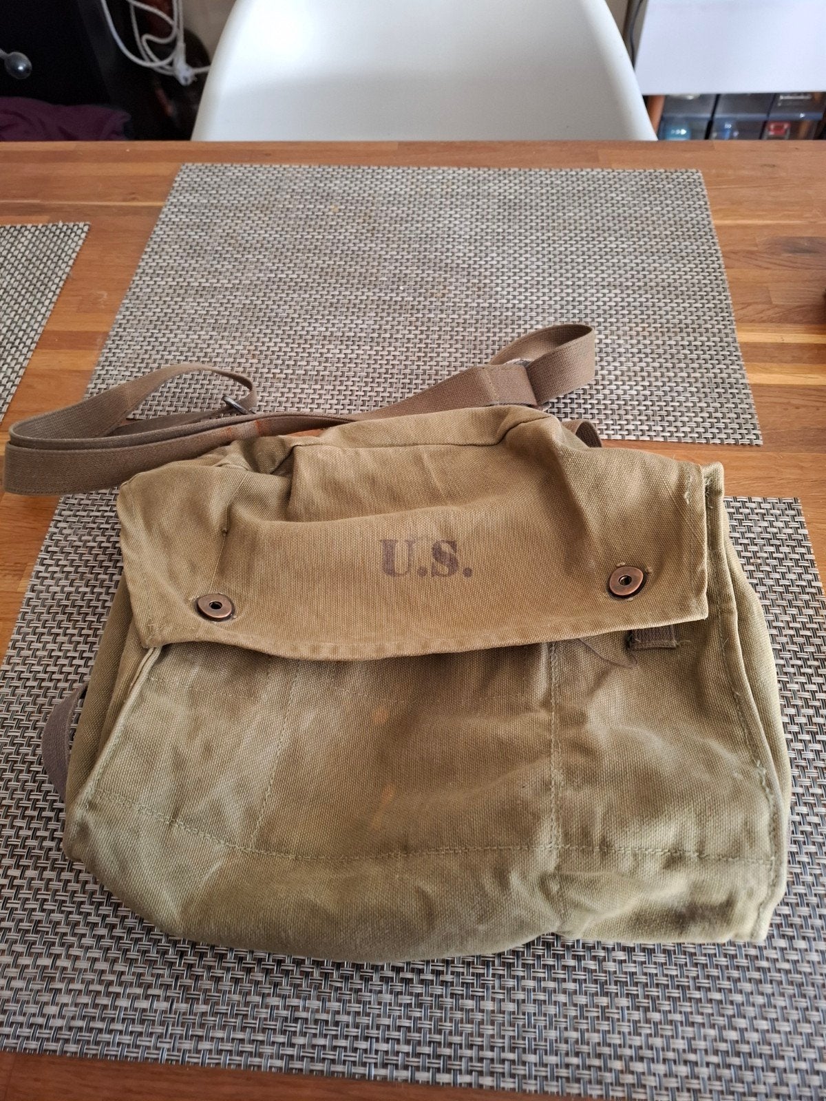 Musette M6 Masque à Gaz US WW2 - Originale 1943 - W.L. DUMAS, Collections, Enlèvement ou Envoi, Armée de terre
