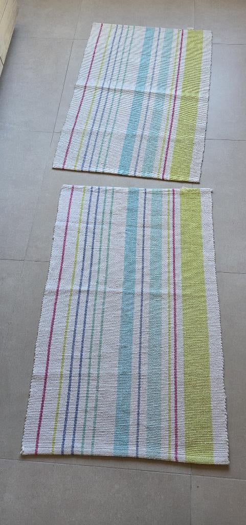 2x Katoenen tapijt 90x60cm Casa, Huis en Inrichting, Stoffering | Tapijten en Vloerkleden, Gebruikt, 50 tot 100 cm, Rechthoekig