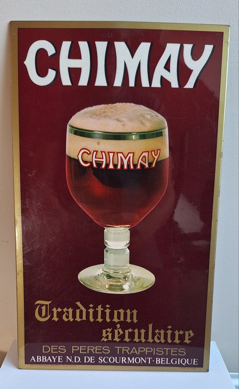 Panneau publicitaire Chimay Trappistes Glacoid 1981 Otten, Collections, Enlèvement ou Envoi, Utilisé, Panneau publicitaire