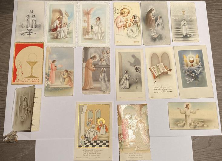 16 Antieke bid- en communieprentjes 1931-1951, Verzamelen, Bidprentjes en Rouwkaarten, Ophalen of Verzenden, Bidprentje