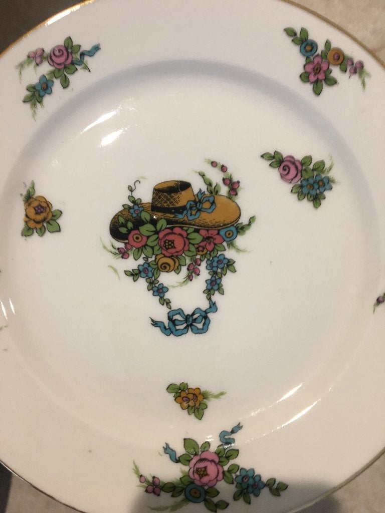 PLAT + 12 ASSIETTES DESSERT PORCELAINE BAUDOUR, Enlèvement