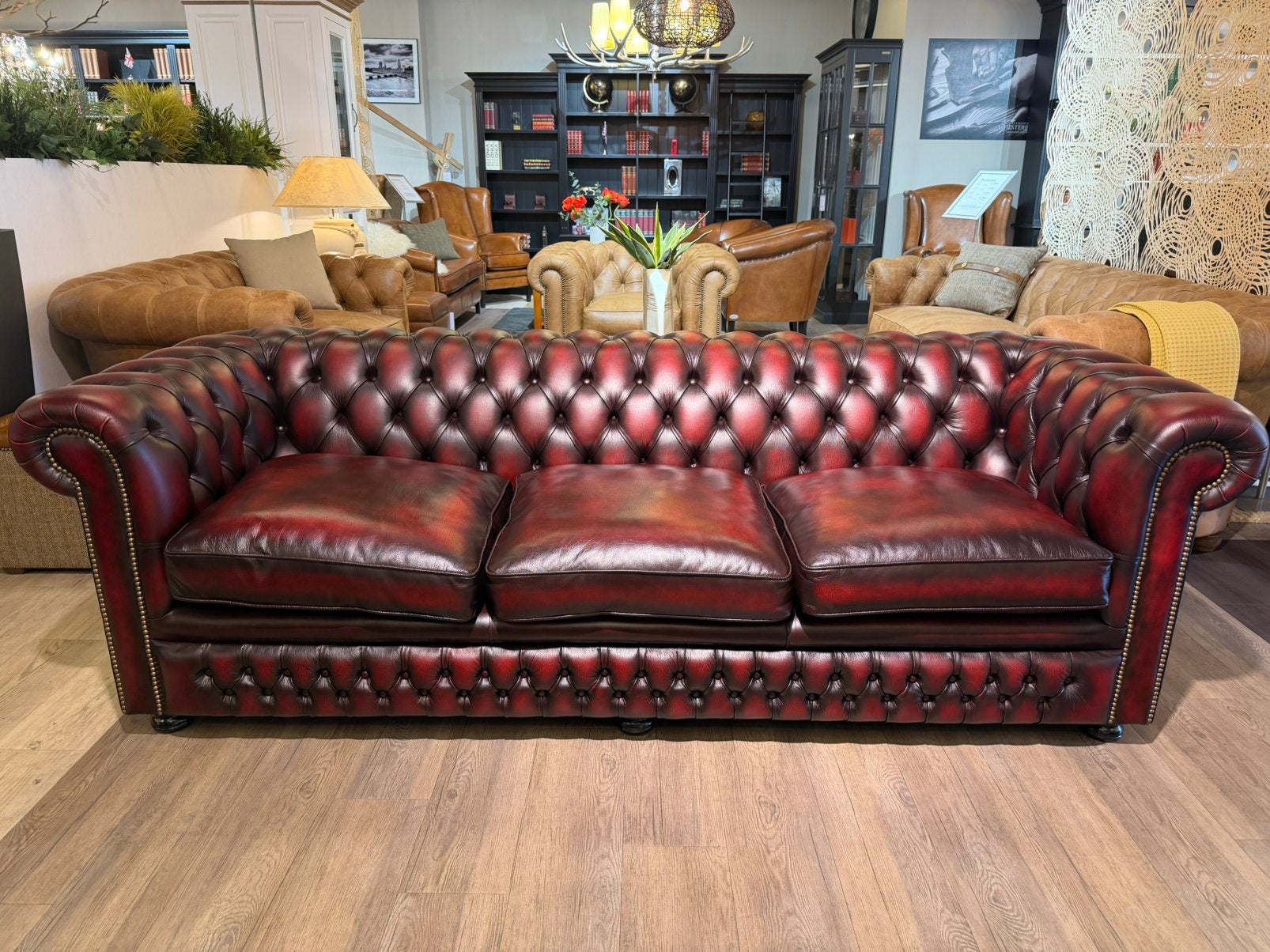ORIGINELE  SPRINGVALE CHESTERFIELD 3,5 ZIT ZETEL ANTIEK ROOD, Enlèvement ou Envoi